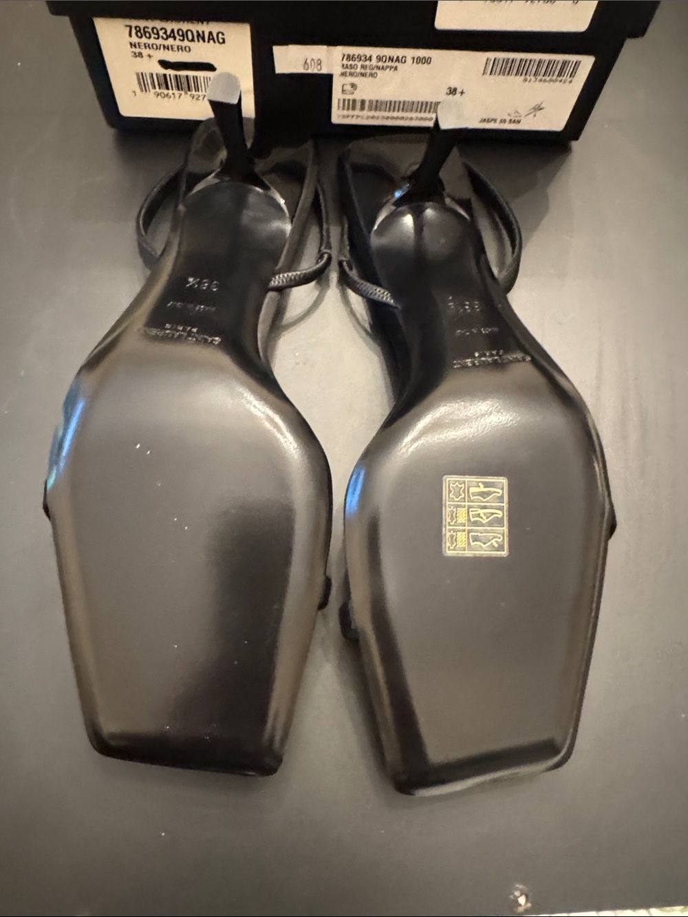 Saint Laurent Black Square Toe Slingback Heels - Picture 6 of 6